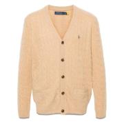 Ralph Lauren Lyxig V-ringad Cardigan i Sand Brown, Herr