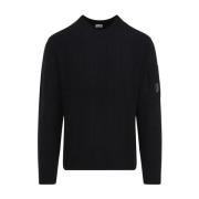 C.p. Company Svart Crew Neck Stickat plagg Black, Herr