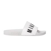 Mikakus Barcelona Svarta och vita slide sandaler White, Unisex