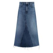 Frame Denimkjol med Framslits Blue, Dam