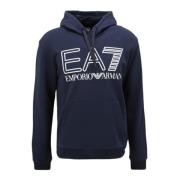 Emporio Armani EA7 Blå hoodie med främre logotyp Blue, Herr