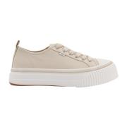 Ami Paris Canvas Sneakers med Broderad Logotyp Beige, Herr