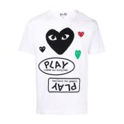 Comme des Garçons Play Vit T-shirt med hjärtlogotyptryck White, Herr