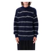 Comme des Garçons Blårandig Stickad Tröja Aw24 Blue, Herr