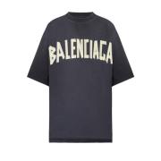 Balenciaga Tape Type T-Shirt Medium Fit Svart Black, Dam