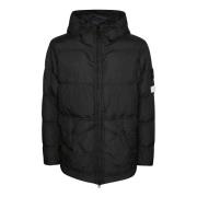 Stone Island Puffer Hooded Jacket with Pockets Black, Herr