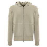 Stone Island Beige Dragkedja Cardigan Geelong Ull Huva Beige, Herr