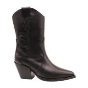 Alpe Svarta lädercowboyboots Black, Dam