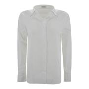 Brunello Cucinelli Vit Poplin Skjorta med Monili Detalj White, Dam