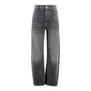 Brunello Cucinelli Svarta Denim Höga Midjbyxor Black, Dam