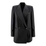 Brunello Cucinelli Svart ulljacka med silkefoder Black, Dam