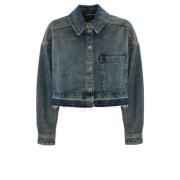 Patrizia Pepe Denim skjortjacka med brodyr Blue, Dam