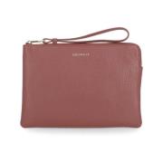 Coccinelle Bordeaux Pochette Väska i Pebble Läder Red, Dam