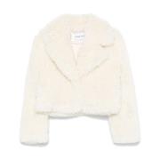 Stand Studio Vit Faux-Fur Jacka med Breda Revers White, Dam