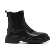 ASH Svarta Läder Slip-On Stövlar Black, Dam