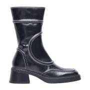 Miista Läder ankelboots med kontrastsömn Black, Dam