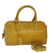 Prada Vintage Pre-owned Laeder handvskor Yellow, Dam