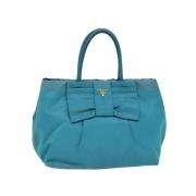 Prada Vintage Pre-owned Nylon handvskor Blue, Dam