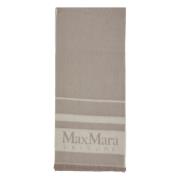 Max Mara Colibri Scarf med Logotyp och Fransar Beige, Dam