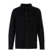 Z Zegna Lyxig Svart Cashmere Skjorta Herrstil Black, Herr