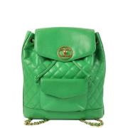 Chanel Vintage Pre-owned Laeder ryggsckar Green, Dam