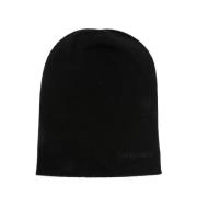 Saint Laurent Svart Kashmir Stickad Logotyp Hatt Black, Dam