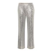 Part Two Paljett Straight-Leg Silver Byxor Gray, Dam