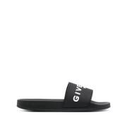 Givenchy Svarta Logosandaler Slip-On Stil Black, Herr