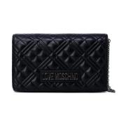 Love Moschino Svart Axelremsväska med Klämma Black, Dam