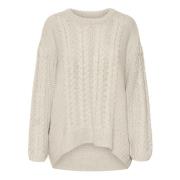 VERO MODA Beige Stickad Rund Hals Tröja Beige, Dam