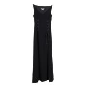 Boutique Moschino Svart Snörning Maxi Klänning Triacetat Black, Dam