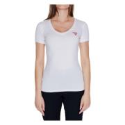 Guess Rosa Rund Hals T-shirt Kvinnor Bomull White, Dam