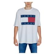 Tommy Hilfiger Vit Print T-shirt, Korta ärmar, Rund Hals White, Herr