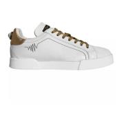 Dolce & Gabbana Vita Läder Låga Sneakers Logo White, Dam