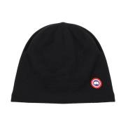 Canada Goose Svart Beanie Mössa med Sidologo Black, Herr