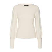 Vero Moda Puff Ls O-Neck Stickad Tröja White, Dam