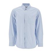 Carhartt Wip Randig Oxford Skjorta med Logoficka Blue, Herr