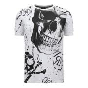 Enos Skull - T-shirt med Rhinestone - 7975 White, Herr