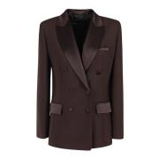 Hebe Studio Klassisk Georgia Blazer i Cady Tyg Brown, Dam