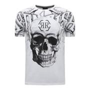 Enos Skull - T-shirt med Rhinestone - 7983 White, Herr