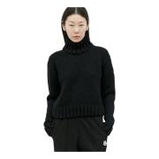 Moncler Ullblandning T-Neck Sweater Black, Dam