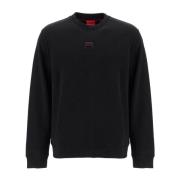 Hugo Boss Logo Crewneck Sweatshirt i Bomullsjersey Black, Herr