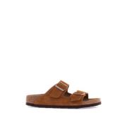 Birkenstock Suede Läder Dubbla Remmar Sandaler Brown, Herr