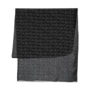 Saint Laurent Svart Ostduksscarf med Logomönster Black, Dam