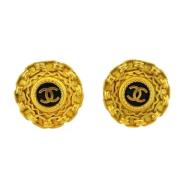 Chanel Vintage Pre-owned Metall rhngen Yellow, Dam