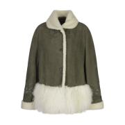 Ermanno Scervino Grön Shearling med Mongolisk Päls Green, Dam