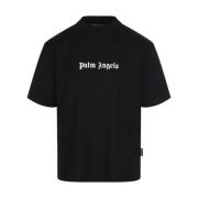 Palm Angels Svart Bomull T-shirt med Tryckt Logotyp Black, Herr