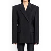 Mugler Svart blazer med öppen rygg Black, Dam