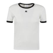 Courrèges Heritage White/Black T-Shirt White, Dam