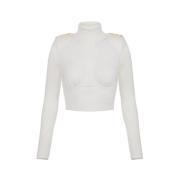 Elisabetta Franchi Himmelblå Tröja Aw23 White, Dam